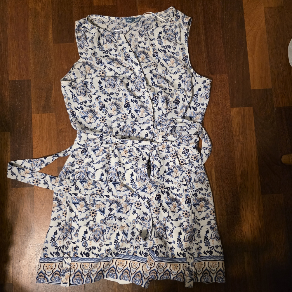 Women's Patterned Shorts - Blue and Cream
